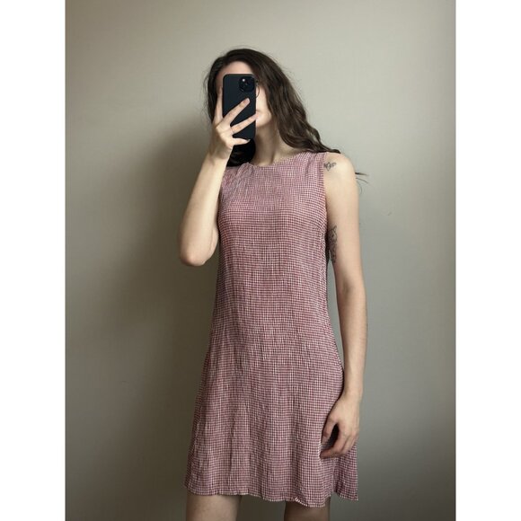 Express Red & White Gingham Dress – Classic Sundress Chic Fit Flirty Summer Styl - Picture 4 of 9